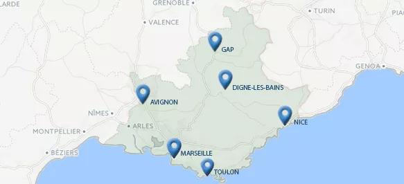 Les délégations départementales à Gap, à Avignon, à Digne les Bains, à Briançon, à Nice, à Marseille (nouvelle fenêtre)