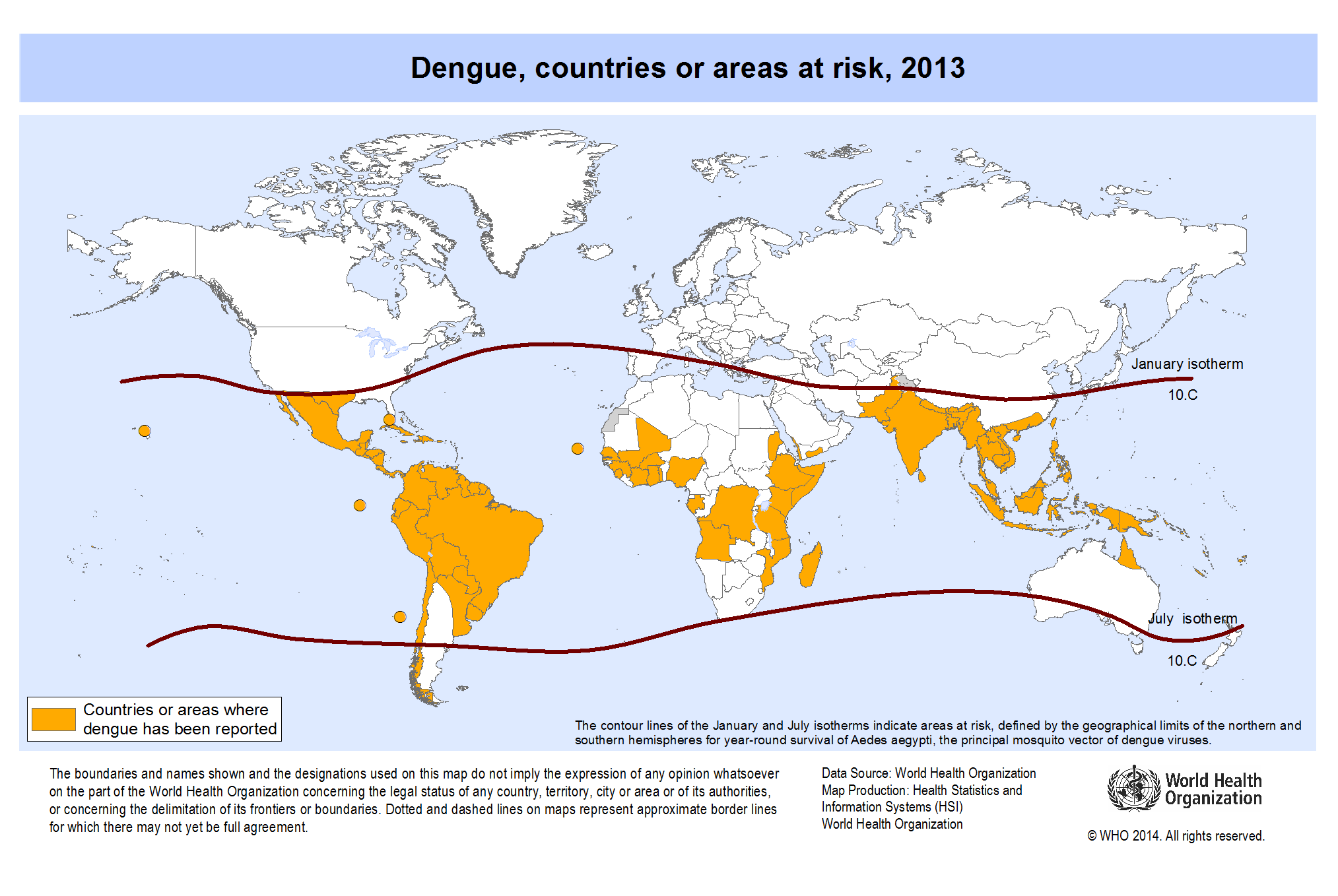Zone de circulation du virus de la dengue