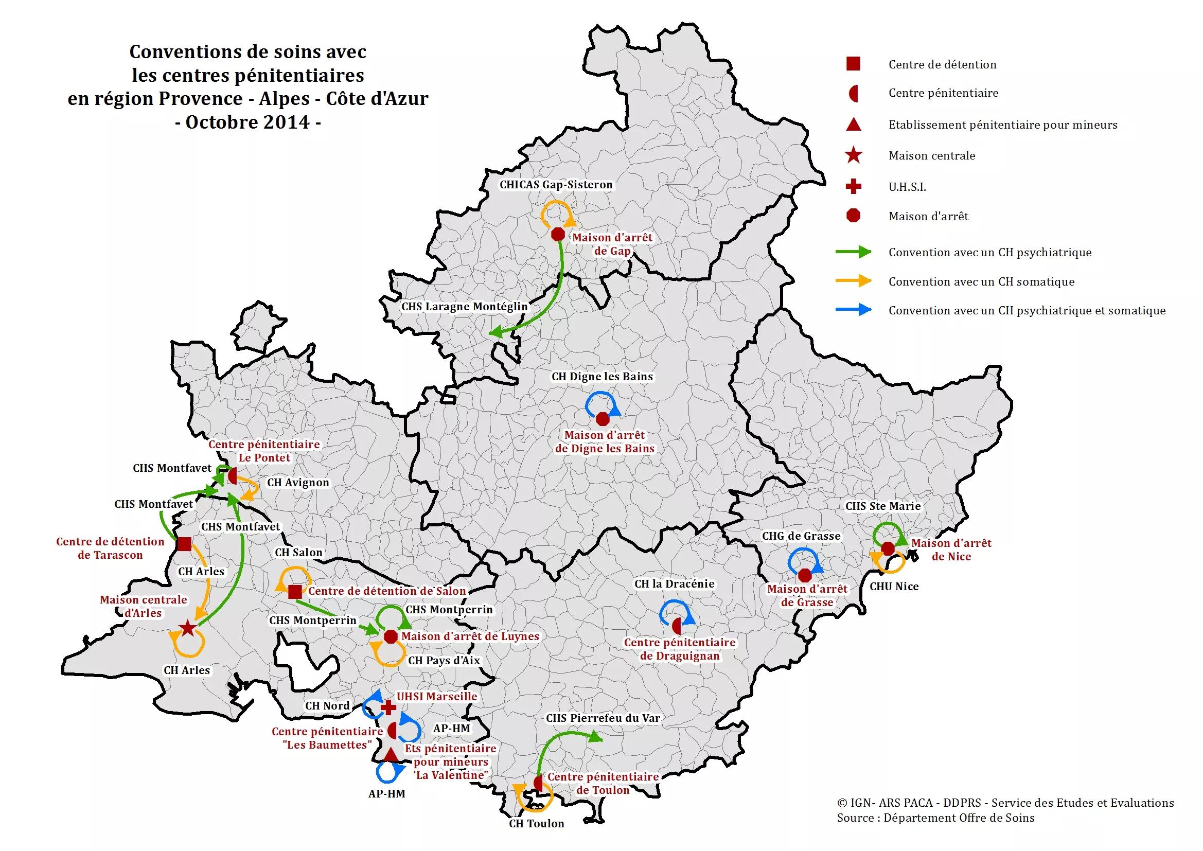 Convention de soins avec les centres pénitentiaires de la région Paca (octobre 2014)