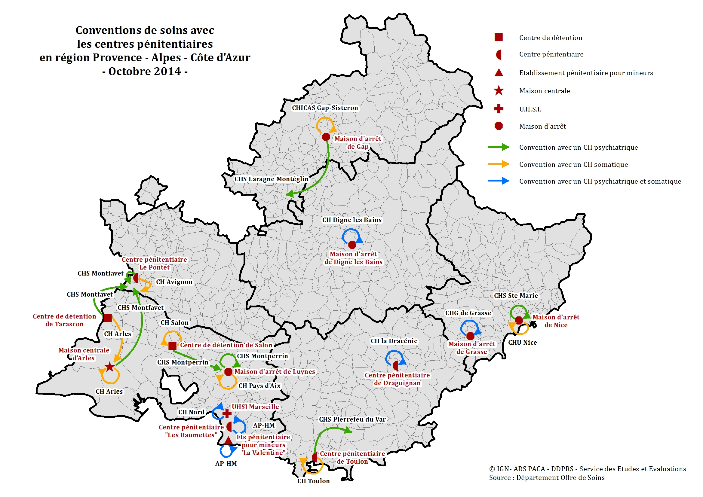 Convention de soins avec les centres pénitentiaires de la région Paca (octobre 2014)