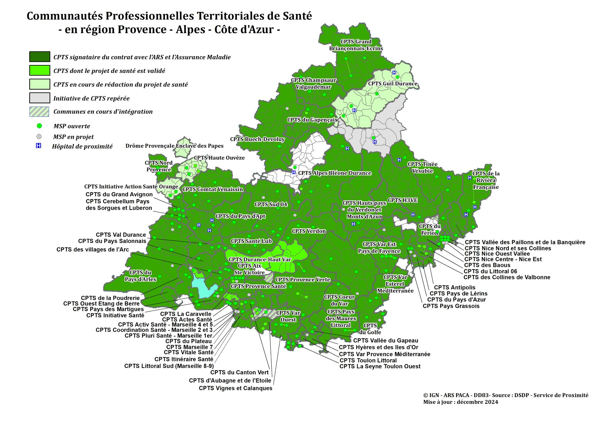 Carte CPTS région PACA_màjDéc2024